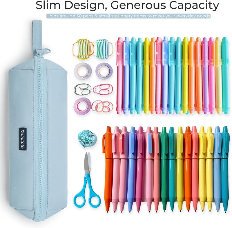 Ralnitote Store Large Pencil Case with 180° Open Design, Big Capacity Pen Bag for Girls & Boys, Aesthetic & Cute Pencil Pouch for School, Office, Makeup & Tech Accessories-Blue - Image 4